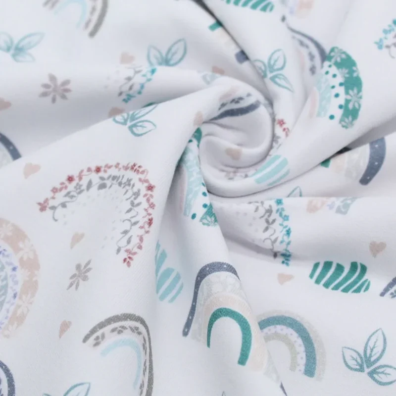 French Terry Regenbogen rosa mintgrün | Weiß