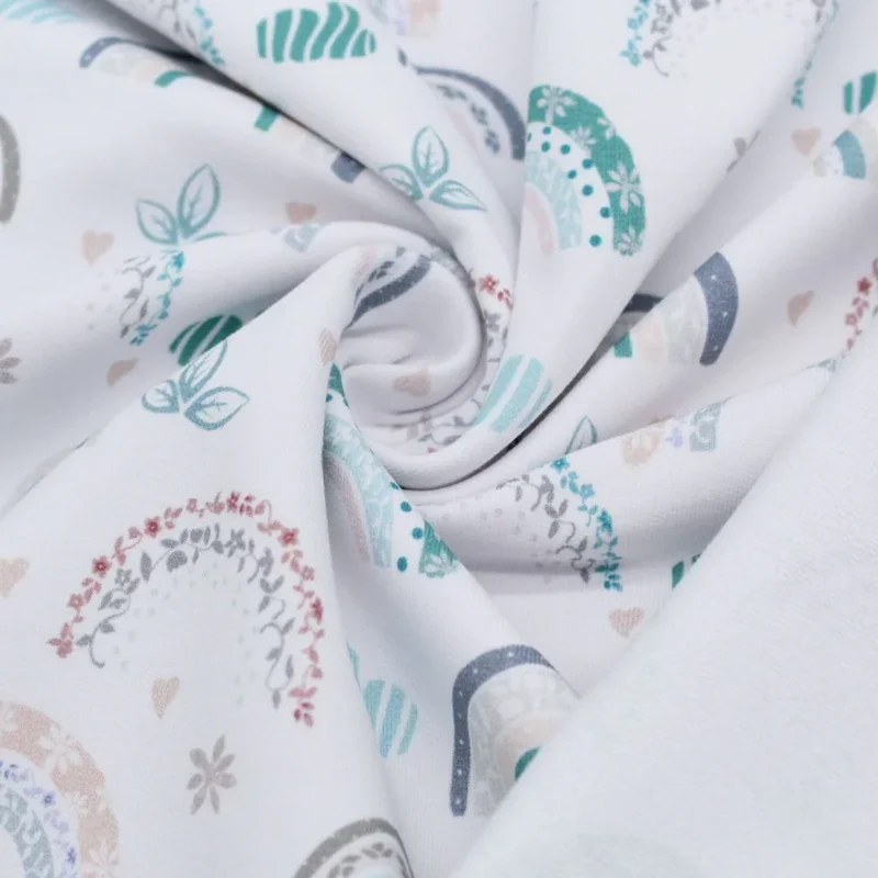 French Terry Regenbogen rosa mintgrün | Weiß