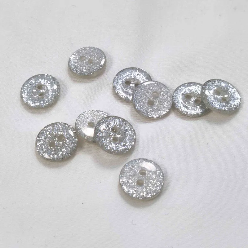 Polyesterknopf Glitzer, 2-Loch 15 mm