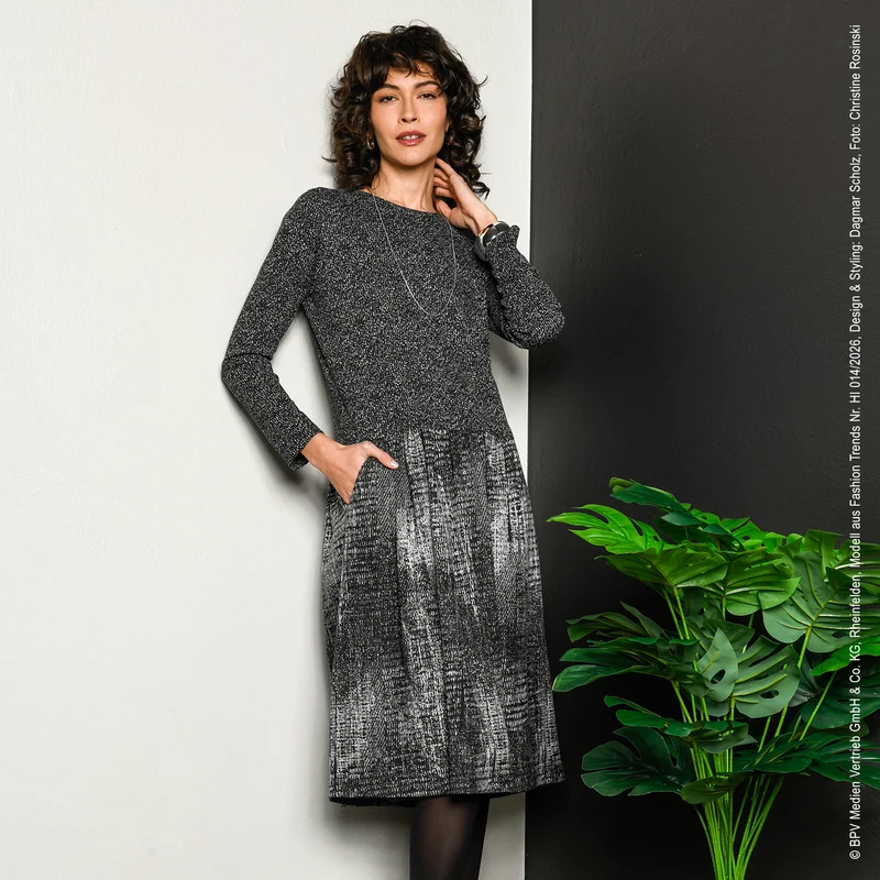 Jacquard-Strickstoff Multicolor – Schwarz grau
