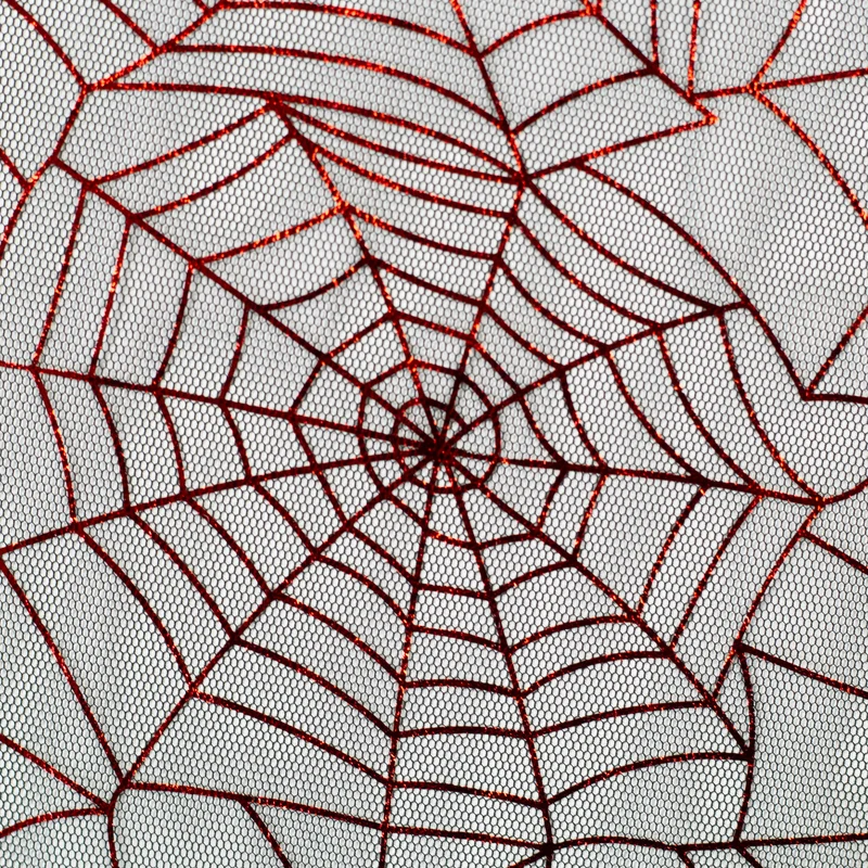 Tüll Spinnennetz Spider Web Swafing schwarz rot Glitzer