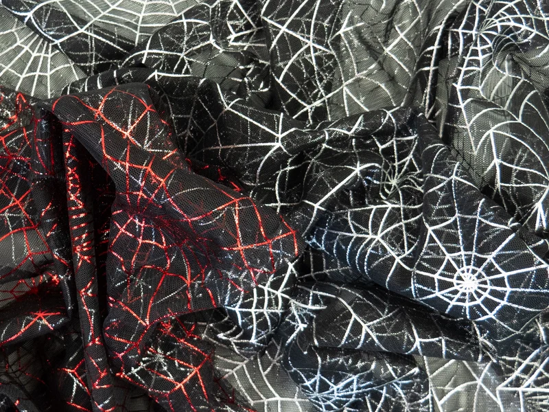 Tüll Spinnennetz Spider Web Swafing schwarz rot Glitzer