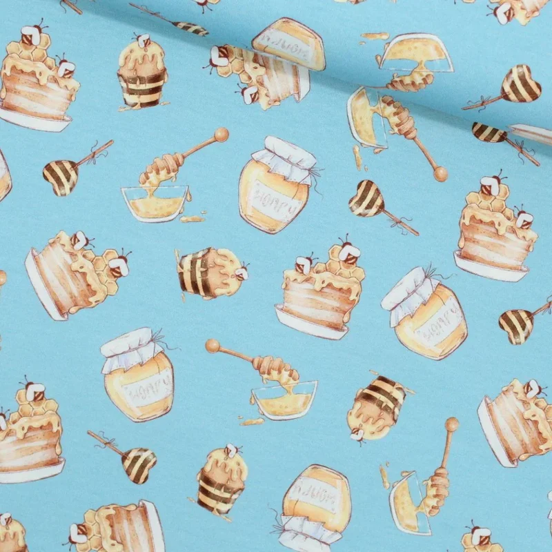Jersey Stoff Bienen und Honig