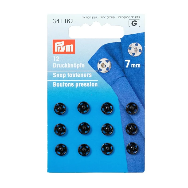 Prym Annähdruckknöpfe, 7mm | Schwarz