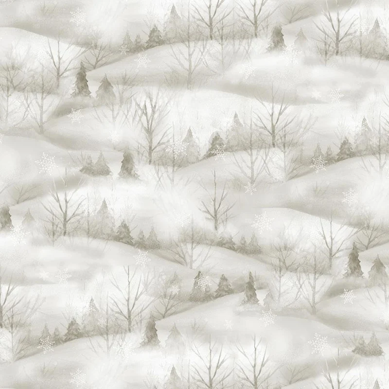 P&B Textiles, Winter Song, Tonal Scenic, Smoke Gray