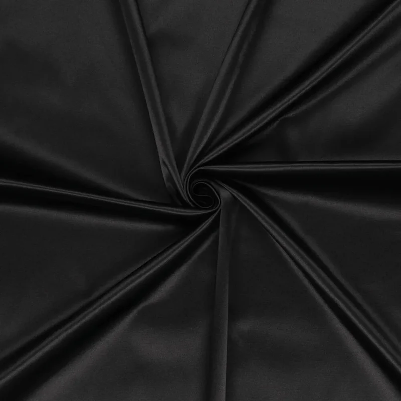 Baumwolle Stretch Satin Selena uni schwarz