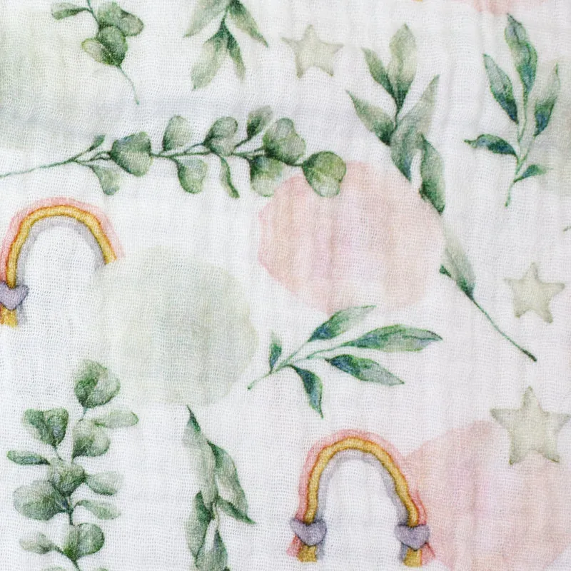 Musselin "Thea" Regenbogen/Eukalyptus Swafing