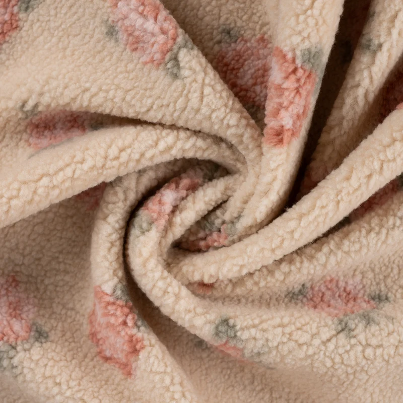 Teddyplüsch Jacquard Rosen – Sand