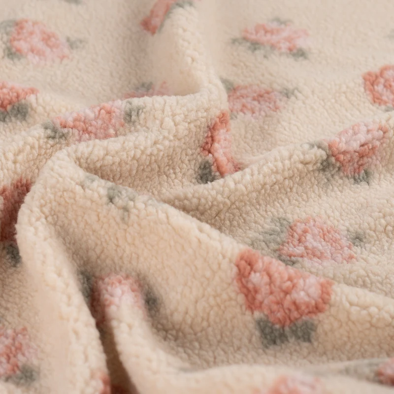 Teddyplüsch Jacquard Rosen – Sand