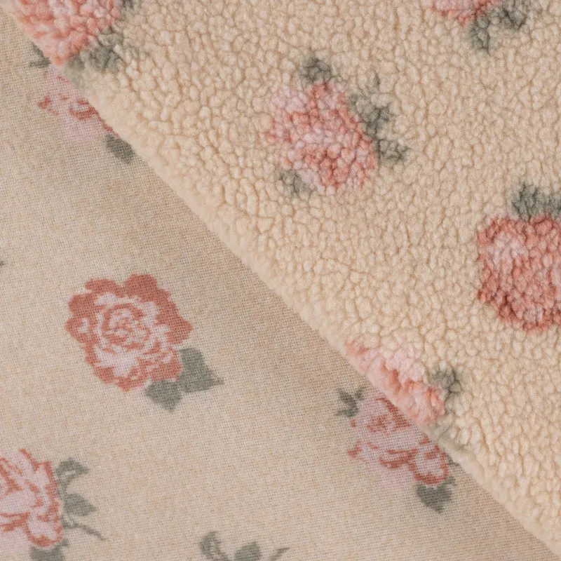 Teddyplüsch Jacquard Rosen – Sand