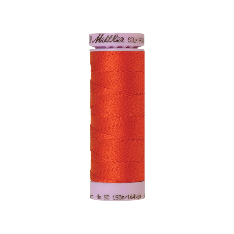 Mettler Silk-Finish Cotton 50 – Gelb, Rot & Orange, 150 m