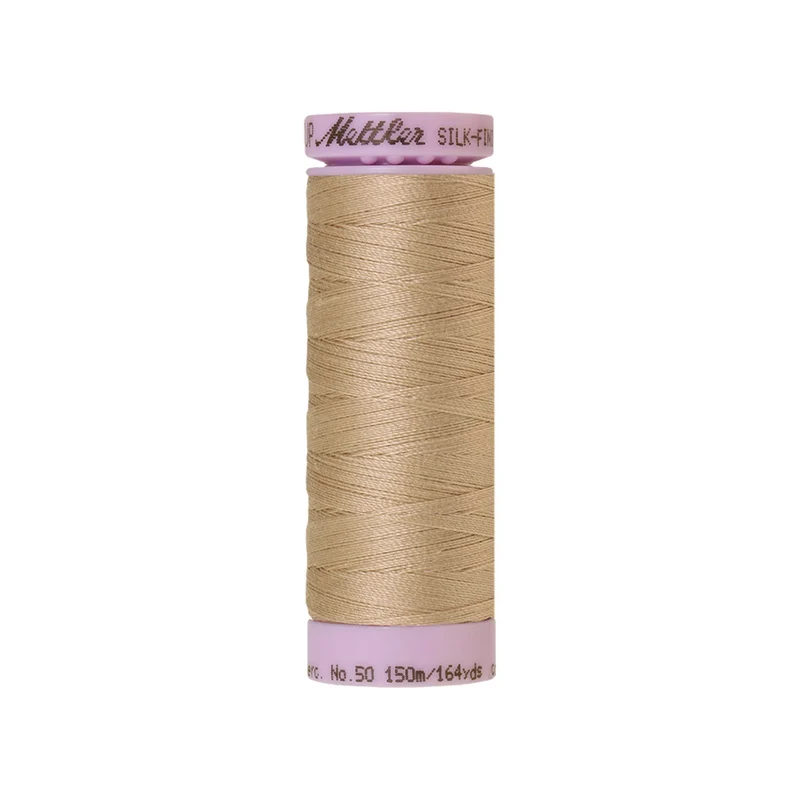 Mettler Silk-Finish Cotton 50 – Beige & Braun, 150 m