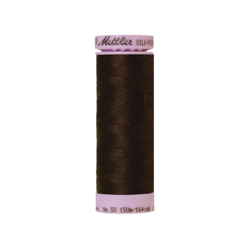 Mettler Silk-Finish Cotton 50 – Beige & Braun, 150 m