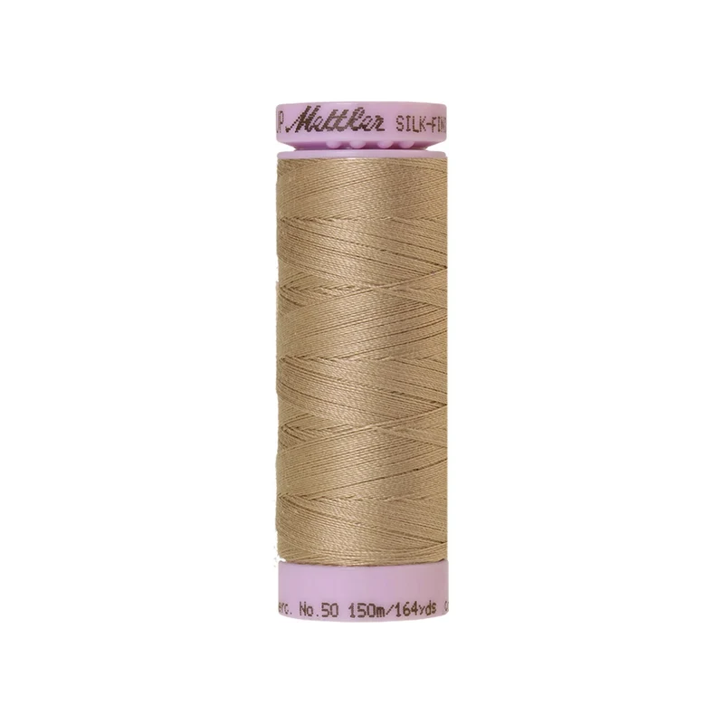 Mettler Silk-Finish Cotton 50 – Beige & Braun, 150 m