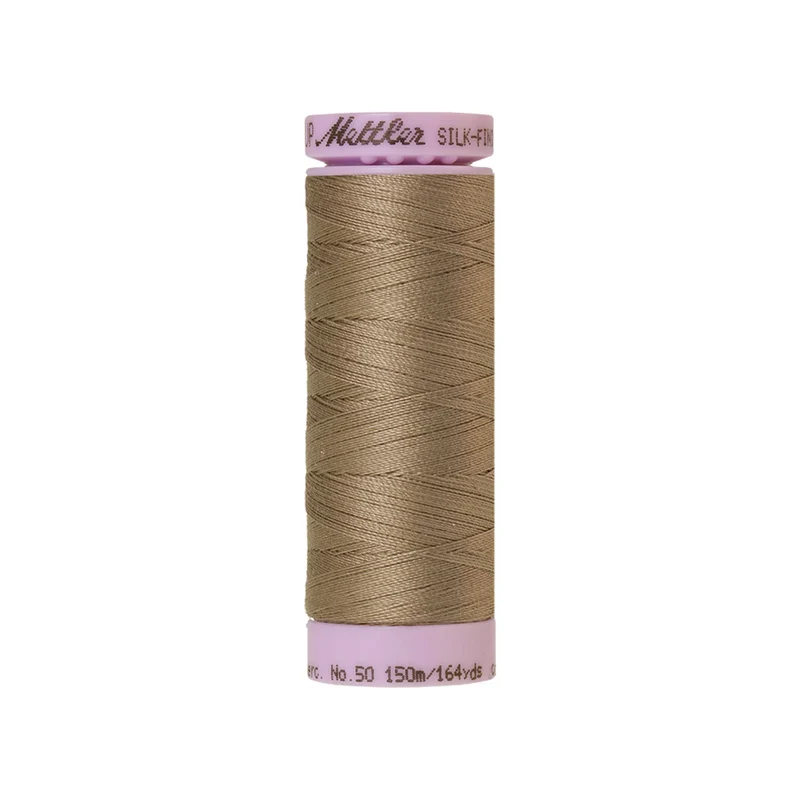 Mettler Silk-Finish Cotton 50 – Beige & Braun, 150 m