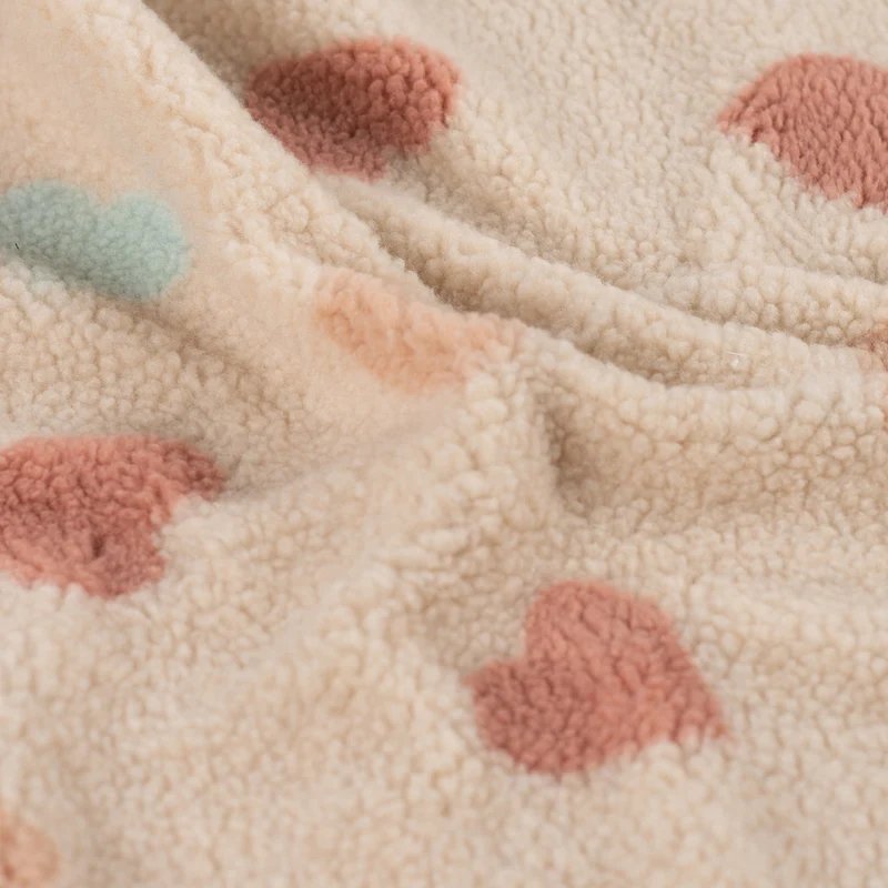 Teddyplüsch Jacquard Herzen – Sand