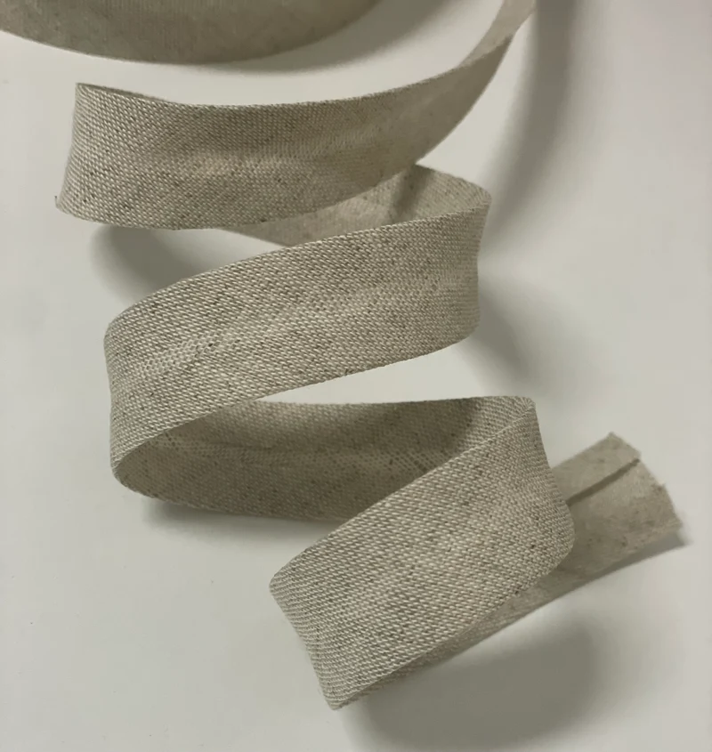 Schrägband Leinen 18mm beige meliert