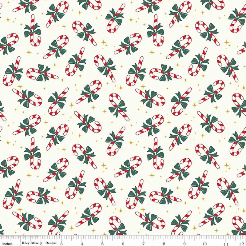 My Minds Eye, North Pole Flannel, Candy Cane White F17754-WHITE