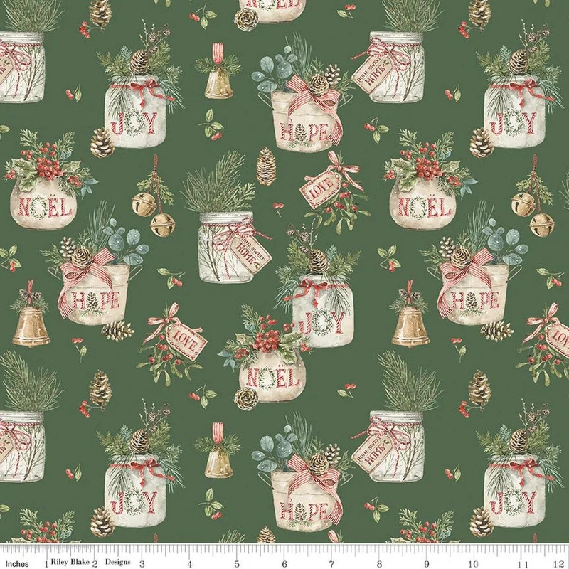 Riley Blake, Lisa Audit, Holiday Spirit, Main Print, Green