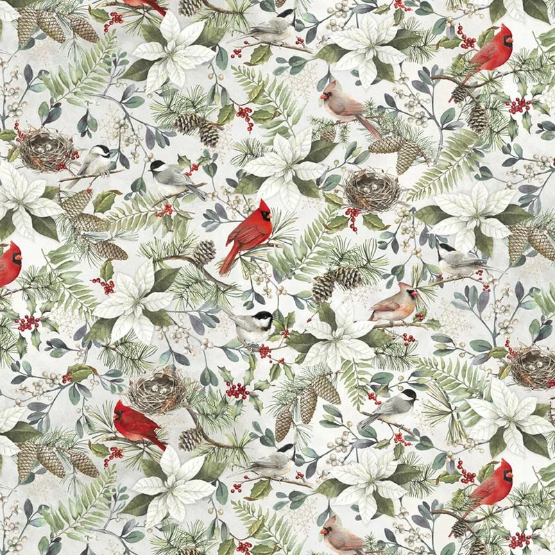 P&B Textiles, Winter Song, Packed Forest Foliage, Multi