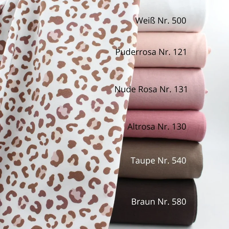 Jersey Stoff braune Leoparden Flecken | Weiß