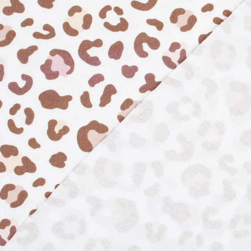 Jersey Stoff braune Leoparden Flecken | Weiß