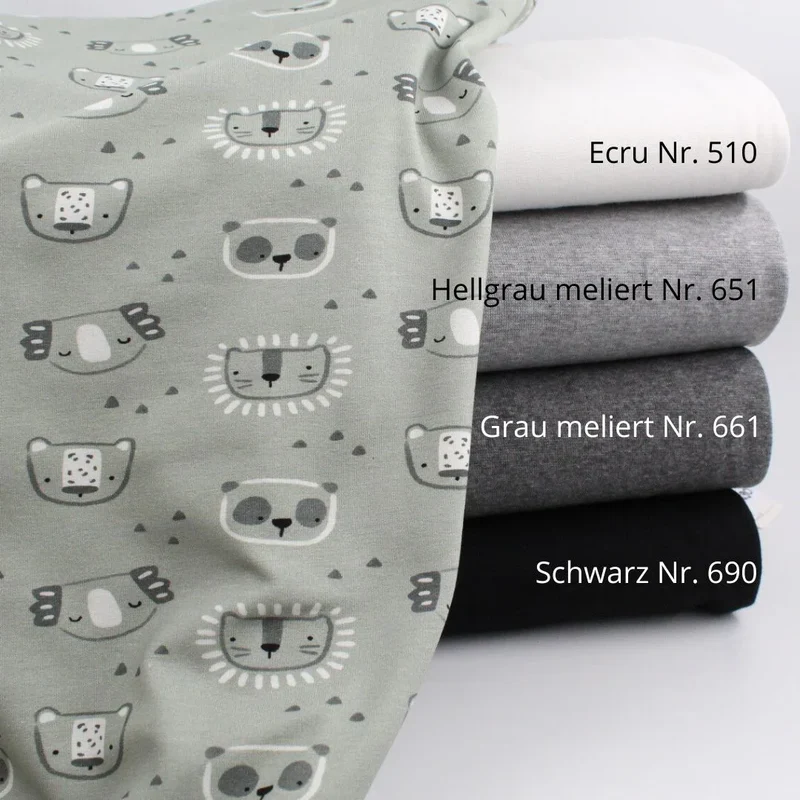 Jersey Stoff Tiergesichter