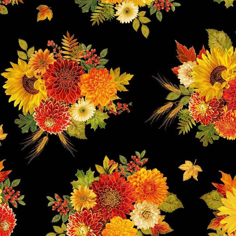 Harvest Bouquets Metallic-Black, HARVEST-CM4132-BLACK