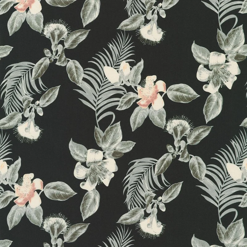 Robert Kaufman, Island Paradise, Floral on Black