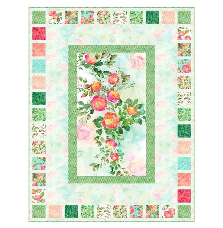 KiSSed Quilts, Rose Gallery Quilt Panel Pattern