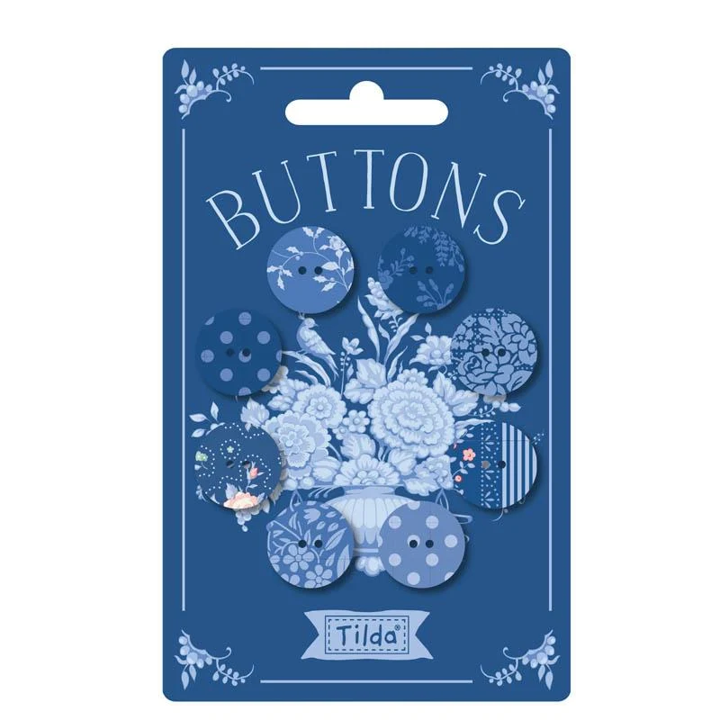 Tilda, Something Blue Buttons, 8pc 20mm Dark