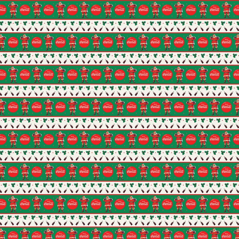 Northcott, Coca-Cola Christmas, Large Stripe, Green