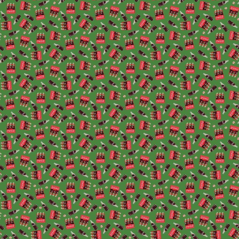 Northcott, Coca-Cola Christmas, Tossed Crates, Green