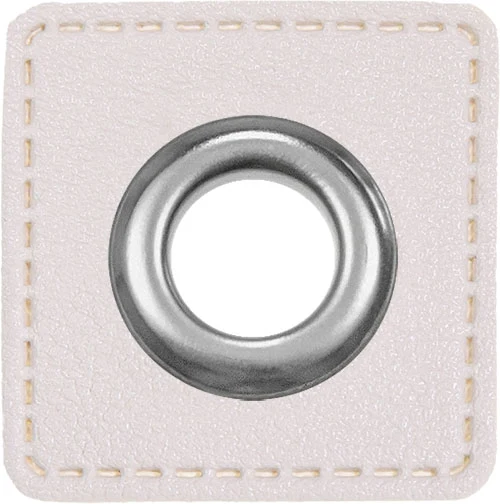 Oesen Patches aus Lederimitat mit 8mm Oese weiß