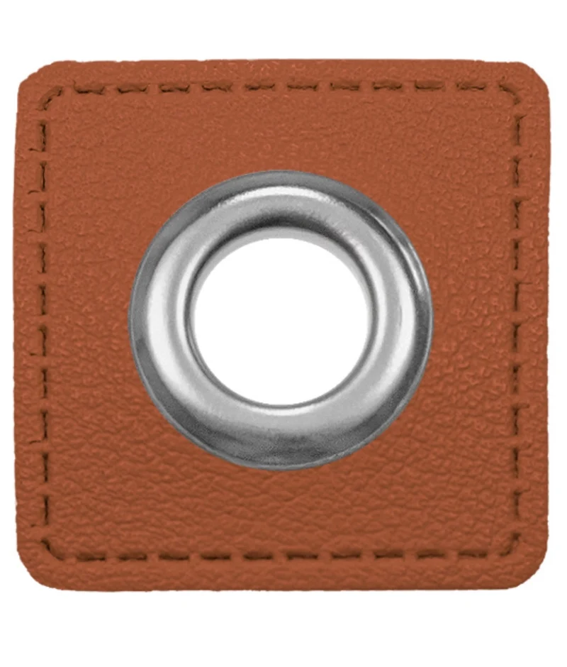 Oesen Patches aus Lederimitat mit 8mm Oese cognac