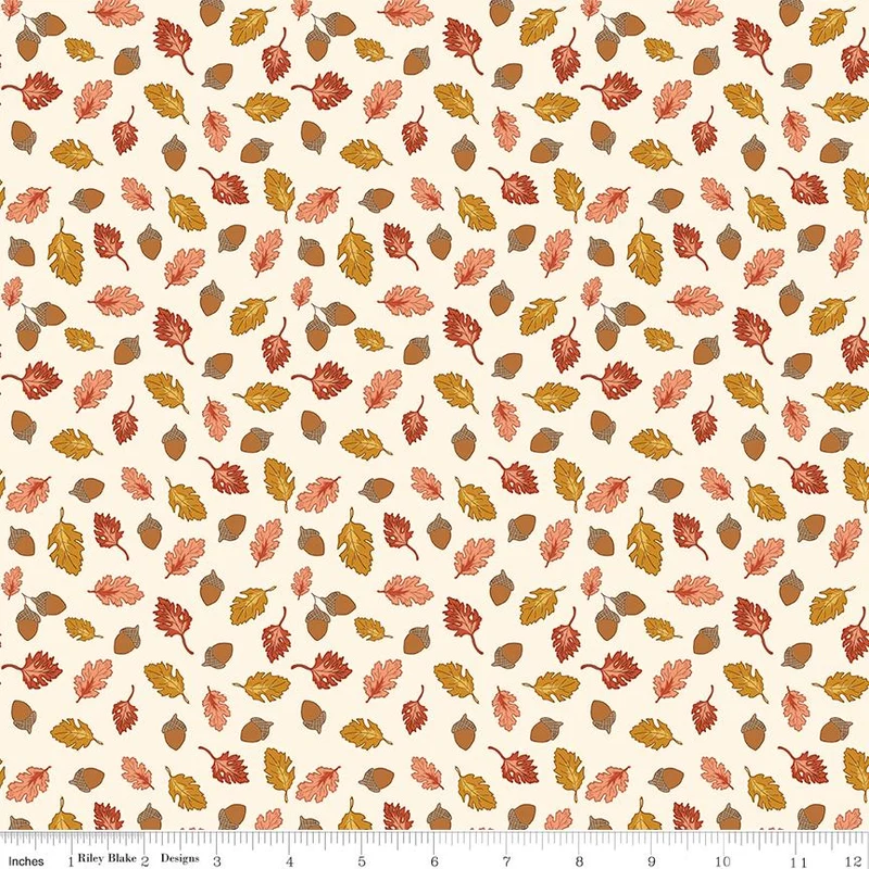 Riley Blake, Beverly McCullough, Cozy Autumn, Acorns & Oak Leaves, Putty