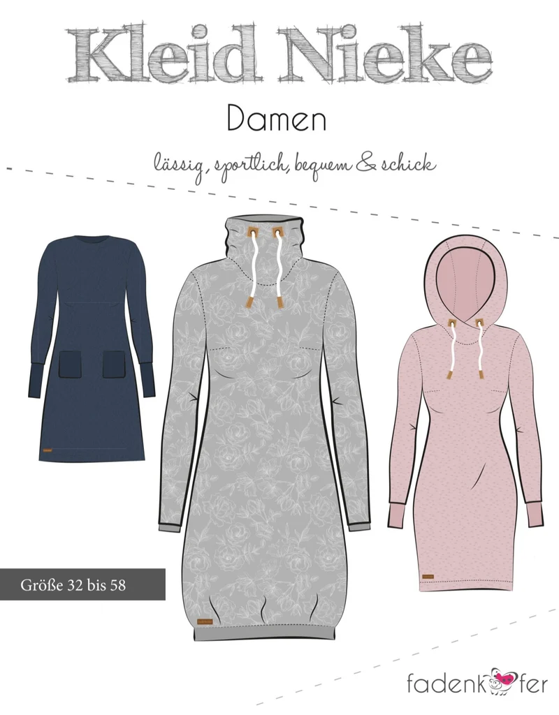 Fadenkäfer Schnittmuster "Nieke" Hoodiekleid Damen