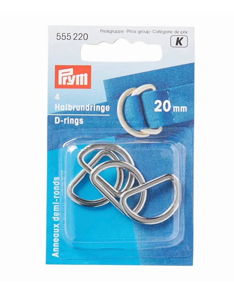 4 D-Ringe 20mm silber