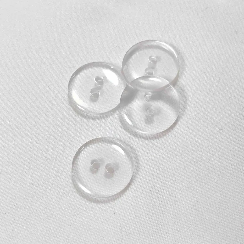 Polyester Knopf 4-Loch transparent