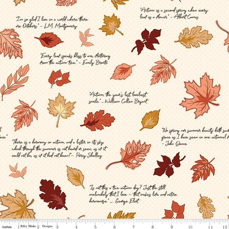 Riley Blake, Beverly McCullough, Cozy Autumn, Quotes Putty Cream