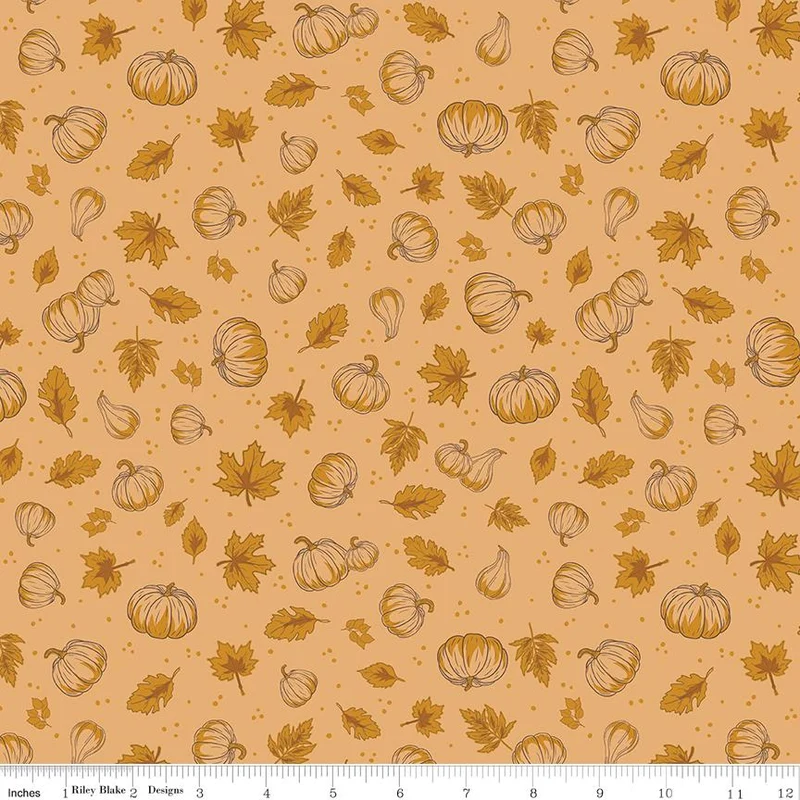 Riley Blake, Beverly McCullough, Cozy Autumn, Pumpkins Daisy Gold
