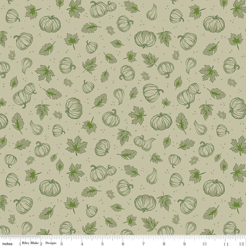 Riley Blake, Beverly McCullough, Cozy Autumn, Pumpkins Meadow Green