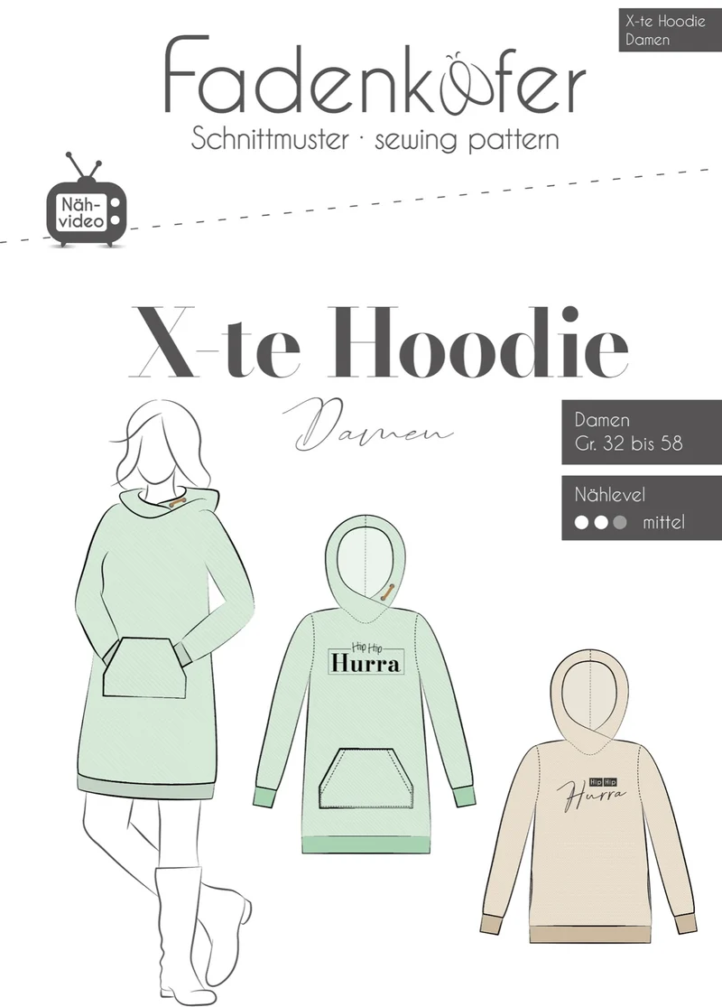 Fadenkäfer Schnittmuster "X-te" Hoodie Damen