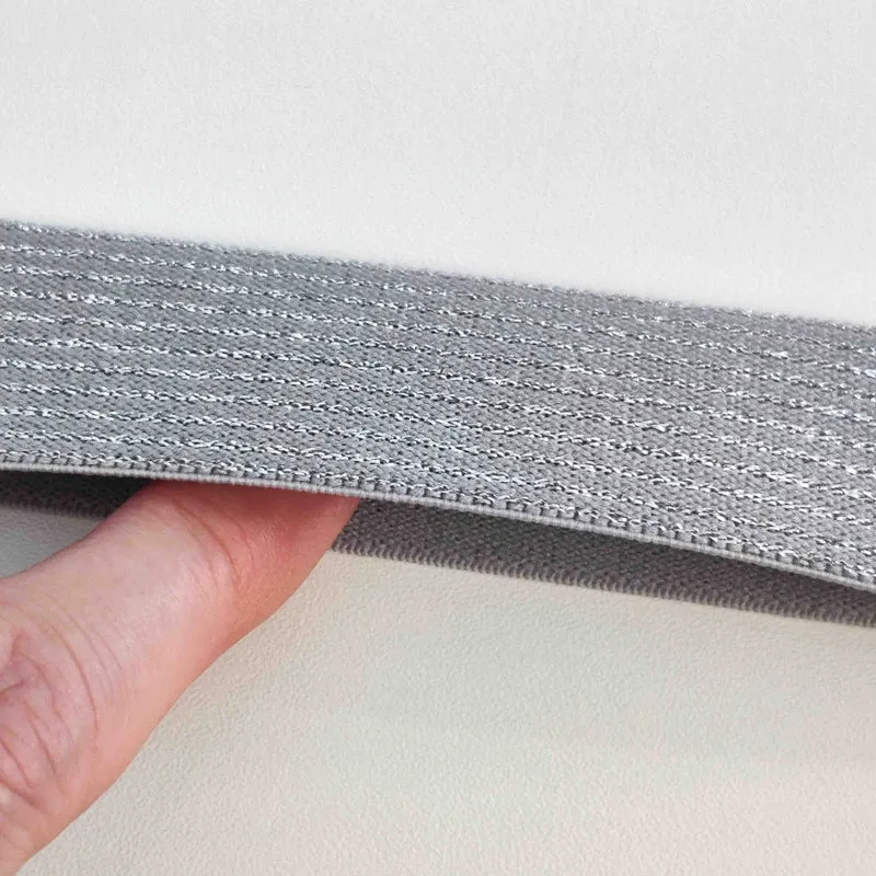 Elastisches Einfassband 60mm Glitzer silber
