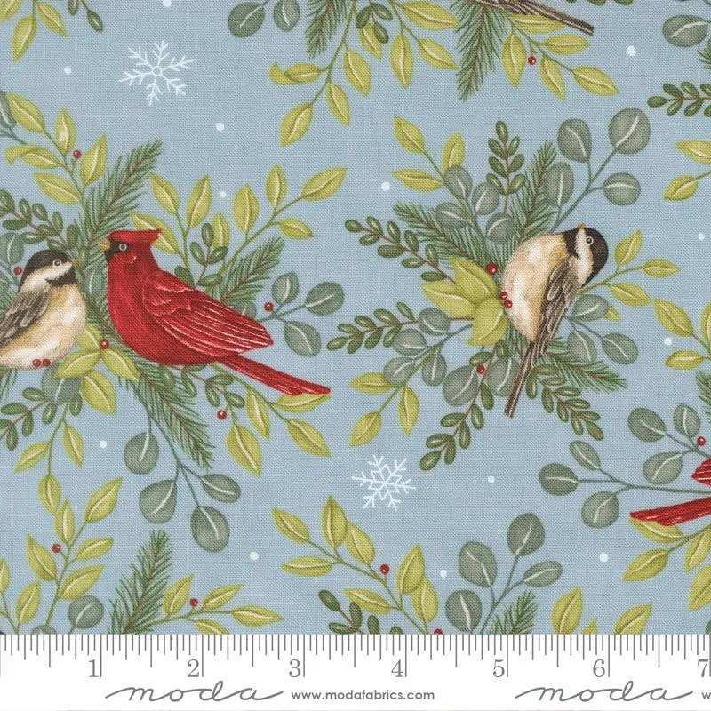 Moda, Deb Strain, When Snow Falls, Winter Birds Allover, Winter Sky Blue
