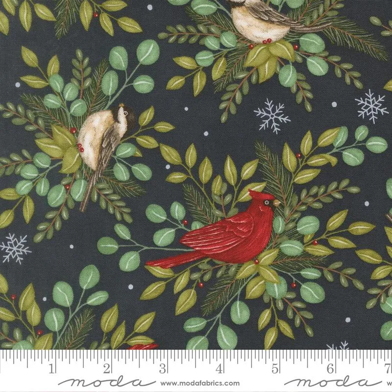 Moda, Deb Strain, When Snow Falls, Winter Birds Allover, Night Sky Black