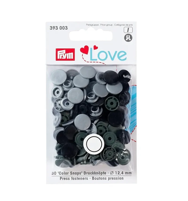 Prym Love Color Snaps Ø 12,4mm 30 Stück grau sort.