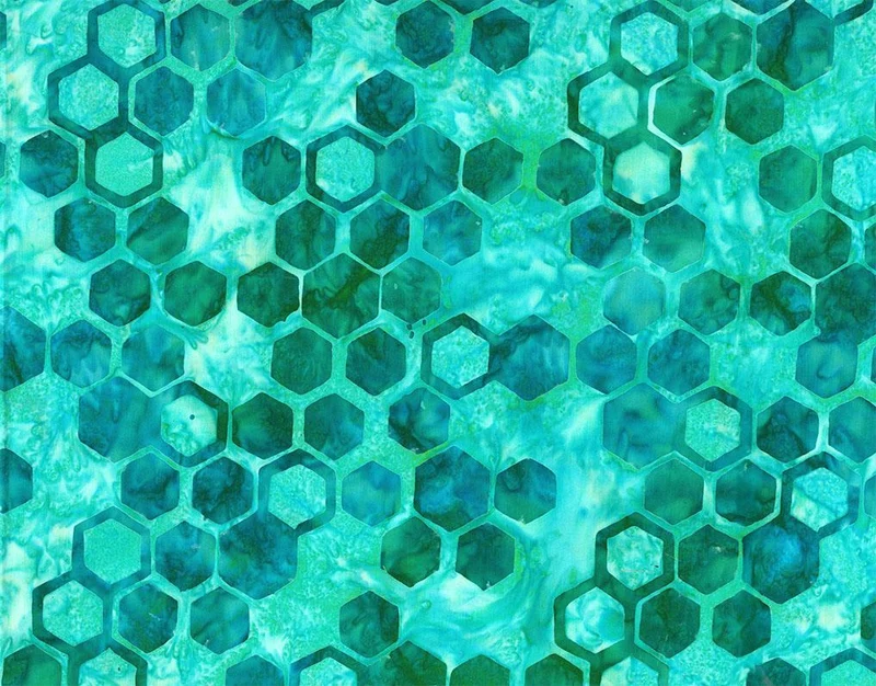 Northcott, Banyan Batiks, Abstraction, Hexi Comb, Teal Blue