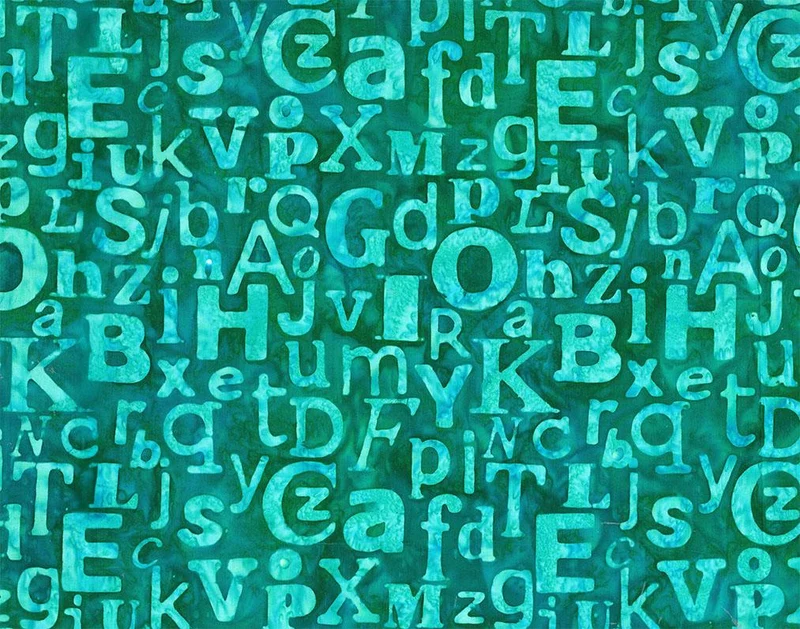 Northcott, Banyan Batiks, Abstraction, Typography, Dark Teal