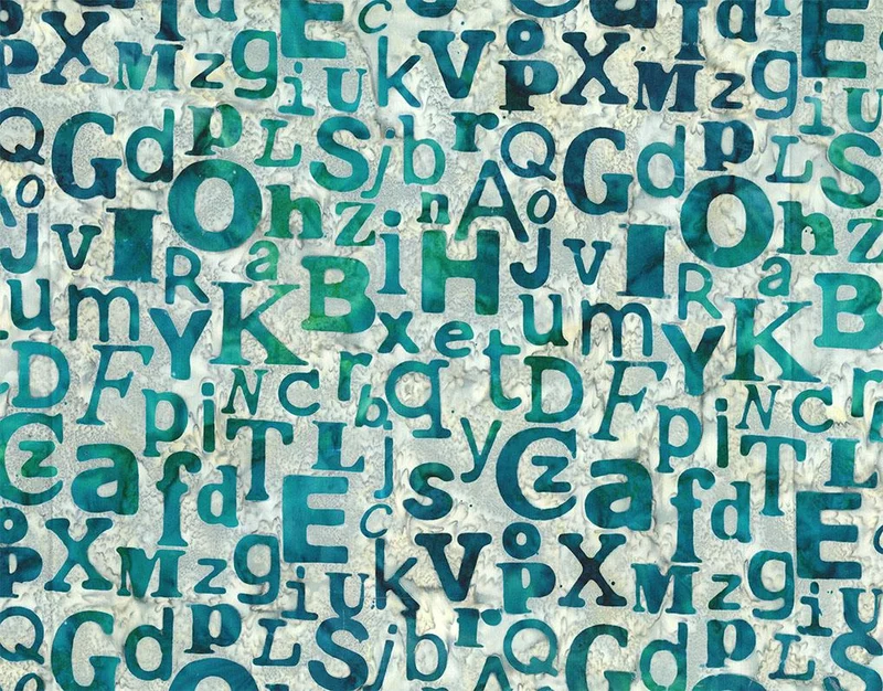 Northcott, Banyan Batiks, Abstraction, Typography, Teal